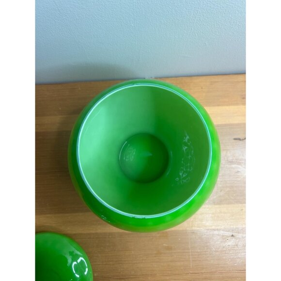 Empoli Large Vintage green Apothecary Jar Italian Art Glass Midcentury - Picture 8 of 9